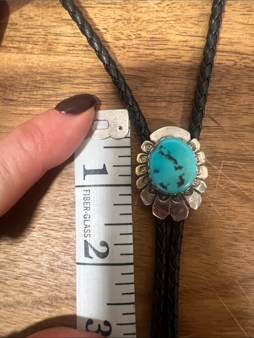 Turquoise Accent Black Bolo Necklace - Women’s Boho Jewelry - Picture 9 of 11